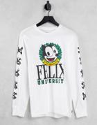 Levi's X Felix The Cat Capsule Long Sleeve T-shirt In White With Large Logo