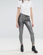 Waven Anika Metallic High Rise Skinny Jeans - Silver