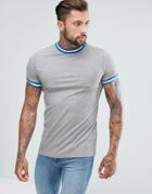 Asos T-shirt With Contrast Tipping - Gray
