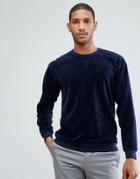 Selected Homme+ Sweatshirt In Velour Jersey - Navy