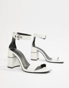 Bershka Block Heel Sandal In White - White