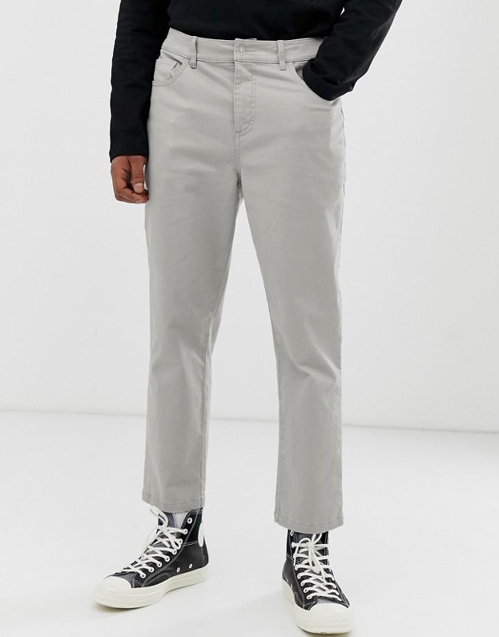 Asos White Tapered Cropped Pants In Putty Heavyweight Fabric - Beige