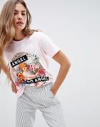 Asos Design T-shirt With Angel Iconography Print - Pink