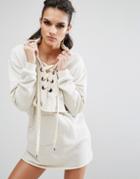 Kendall + Kylie Long Sleeve Sweatshirt Dress - Cream