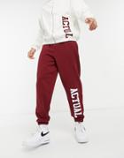 Asos Actual Oversized Sweatpants Set In Burgundy With Cream Applique Logo-red