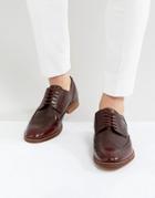 Asos Brogue Shoes In Burgundy Leather With Natural Sole - Red