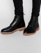 Asos Boots In Black Scotchgrain Leather - Black