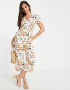 Asos Design Maternity Smock Top In Floral Embroidery-gray