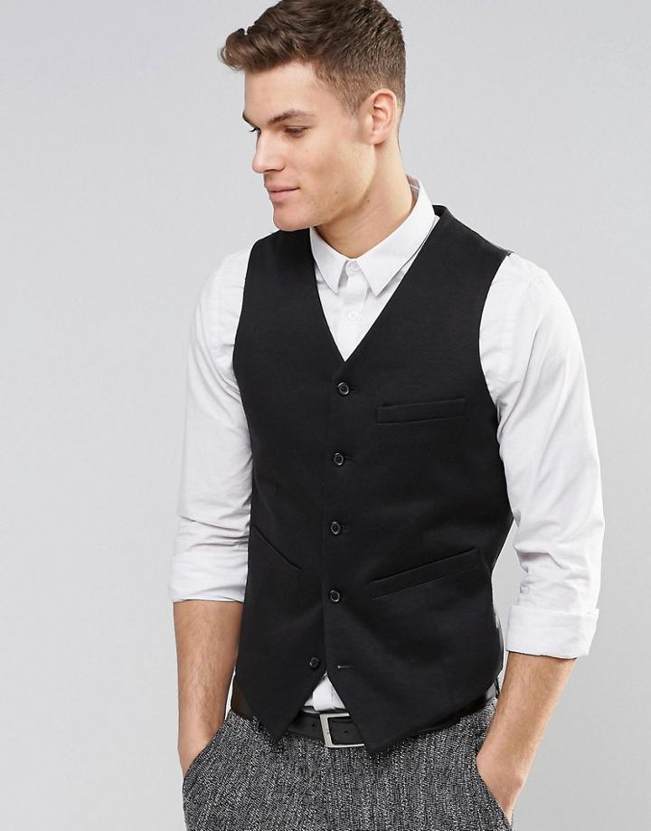Asos Skinny Vest In Jersey - Black