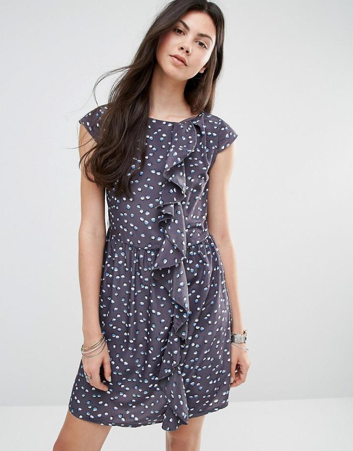 Jasmine Dress With Ruffle Side - Dark Gray