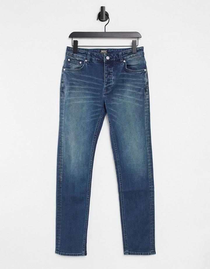 Wesc Bob Straight Leg Denim In Vintage Mid Wash-blues