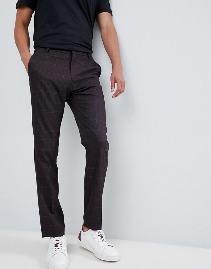 Selected Homme Slim Suit Pant In Check - Red