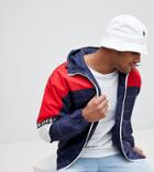 Asos Tall Checked Windbreaker In Color Block Blue - Navy