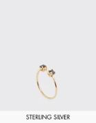 Asos Gold Plated Sterling Silver Mini Stone Open Ring - Gold