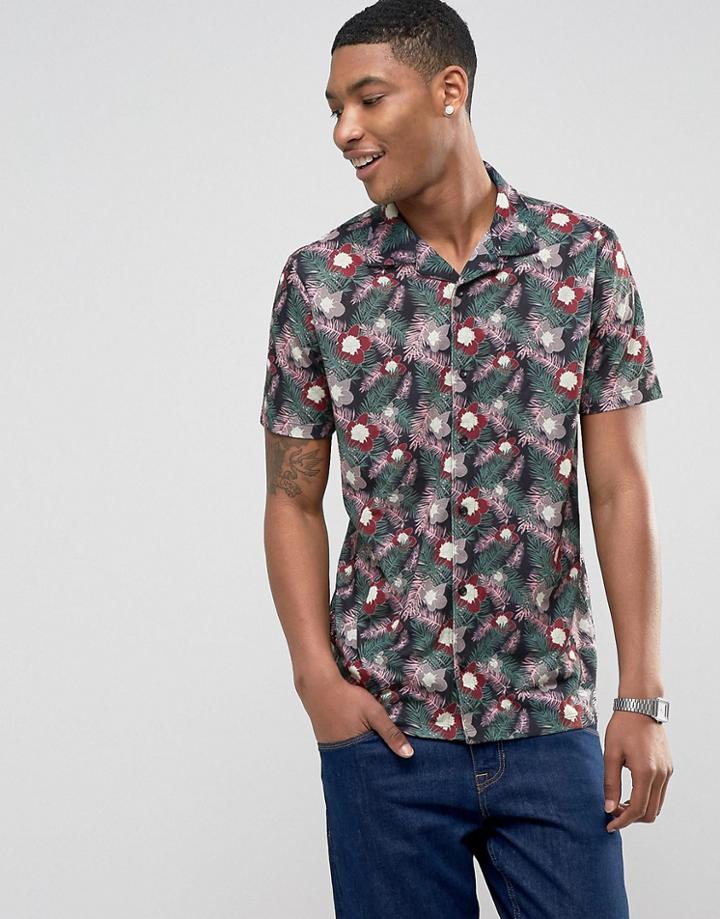 Ldn Dnm Printed Revere Short Sleeve Shirt - White
