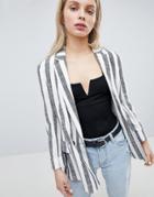 Bershka Stripe Linen Blazer - Multi