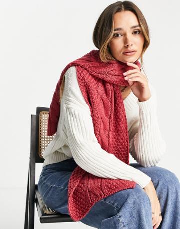 Urbancode Chunky Knit Scarf In Berry-red