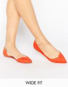 Asos Leapfrog Wide Fit Pointed Ballet Flats - Red