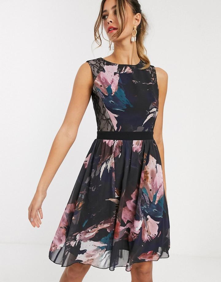 Little Mistress Floral High Neck Skater Dress