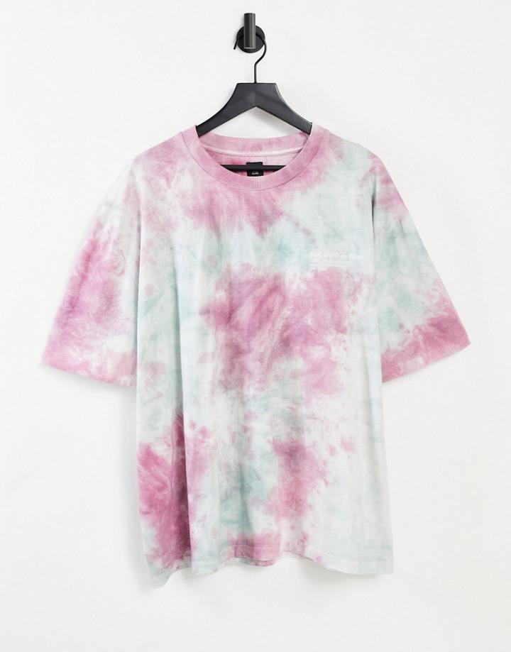 River Island Oversized Tie Dye T-shirt In Gray-grey