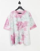 River Island Oversized Tie Dye T-shirt In Gray-grey