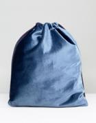 Mi-pac Velvet Drawstring Backpack In Petrol Blue - Blue