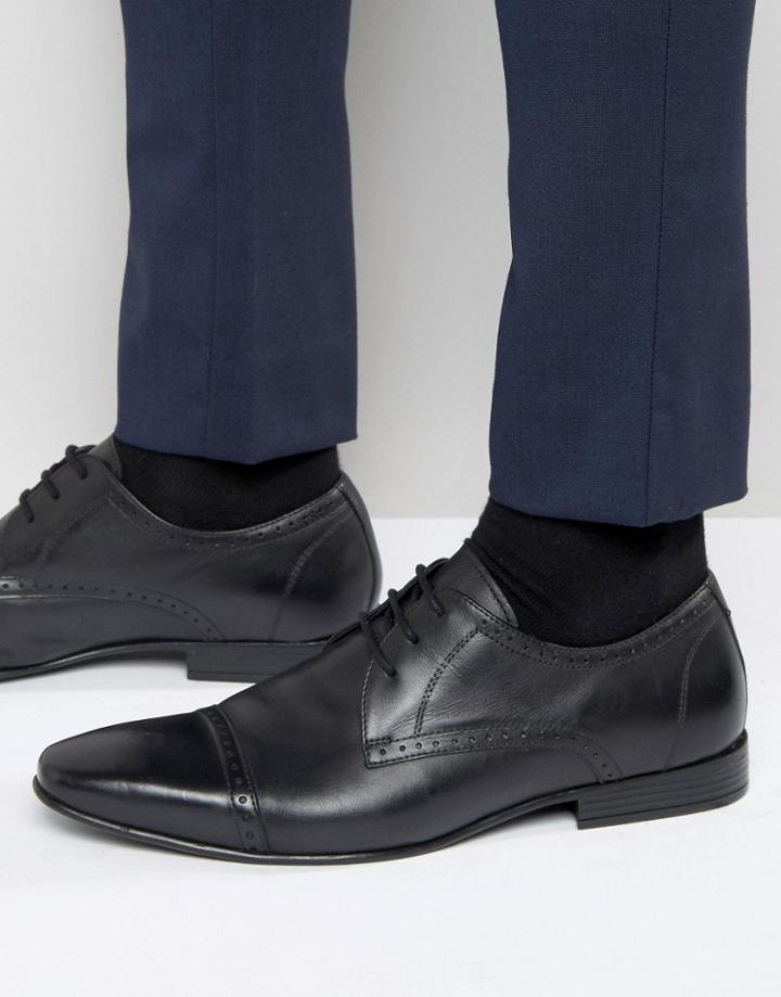 Frank Wright Toe Cap Oxford Shoes In Black - Black