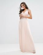Tfnc Wedding Pleated Maxi Dress With Embellished Shoulder - Pink