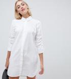 Asos Design Tall Cotton Mini Shirt Dress-white