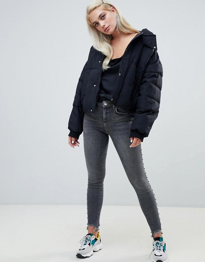 River Island Amelie Skinny Jeans In Washed Black