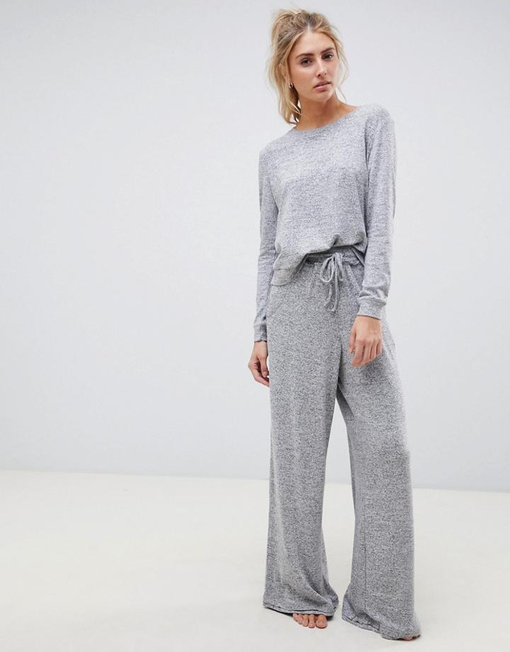 Asos Design Mix & Match Lounge Super Soft Brushed Wide Leg - Gray