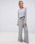 Asos Design Mix & Match Lounge Super Soft Brushed Wide Leg - Gray