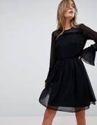 Vila Frill Cuff Mesh Mini Dress - Black