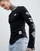 Divine Judgement Log Sleeve Top With Sleeve Print - Black