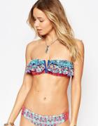 Maaji Ruffle Strapless Bikini Top - Blue Pink Miulti