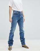 Asos Authentic Straight Leg High Waisted Jean With Extreme Long Leg - Blue