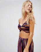 Wild Honey Cami Bralette In Plisse Stripe - Multi