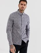 Asos Design Stretch Slim Ditsy Print Shirt - Multi