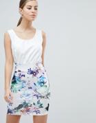 Ax Paris 2-in-1 Dress With Floral Skirt - Cream
