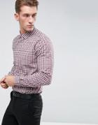 Asos Smart Stretch Slim Poplin Check Shirt In Red - Red