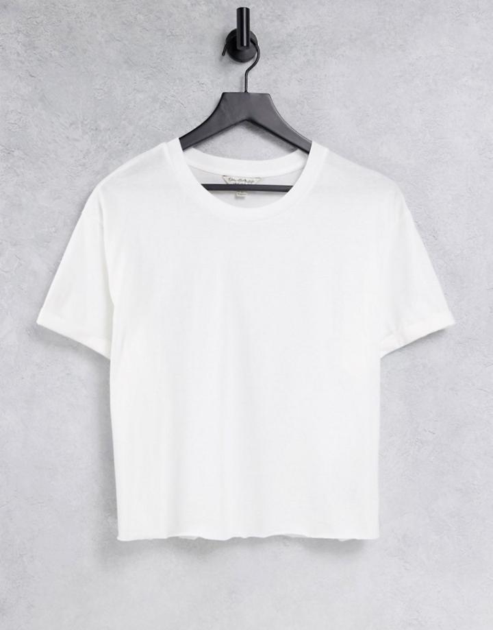 Miss Selfridge Organic Cotton Short Roll Cuff T-shirt-white