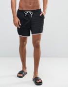 Asos Runner Swim Shorts In Black Mid Length - Black