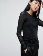 B.young Spotty Sheer Blouse - Black