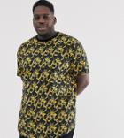 Duke King Size T-shirt With Baroque Print And Curved Hem In Black