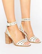 Asos Texas Studded Block Heel Sandals - White