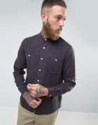 Asos Regular Fit Shirt In Drape Fabric With Grandad Collar In Charcoal - Gray