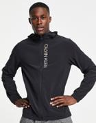 Calvin Klein Performance Pride Capsule Rainbow Logo Hooded Windrunner Jacket In Ck Black