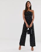 Fashion Union High Halter Neck Jumpsuit In Floral - Black