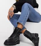 Asra Exclusive Billie Lace-up Flat Boots With Stitch Detail In Black Leather