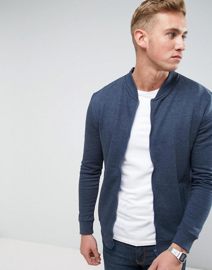 Brave Soul Basic Baseball Sweat Sweater - Blue